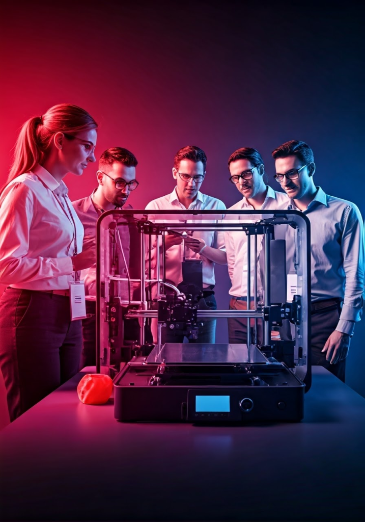 Team learning about 3D printing technology at 3D IT, Dubai, UAE